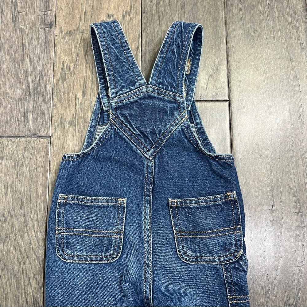 Old Navy Workwear Baby Denim Overalls 6-12 Months Dark Wash Cotton - Picture 4 of 7